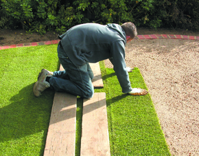 Turf laying in Alnwick Northumberland